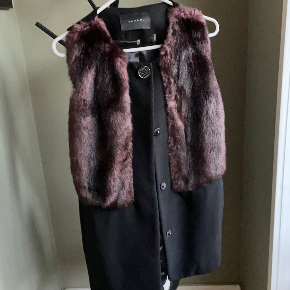 Tahari wool and faux fur vest